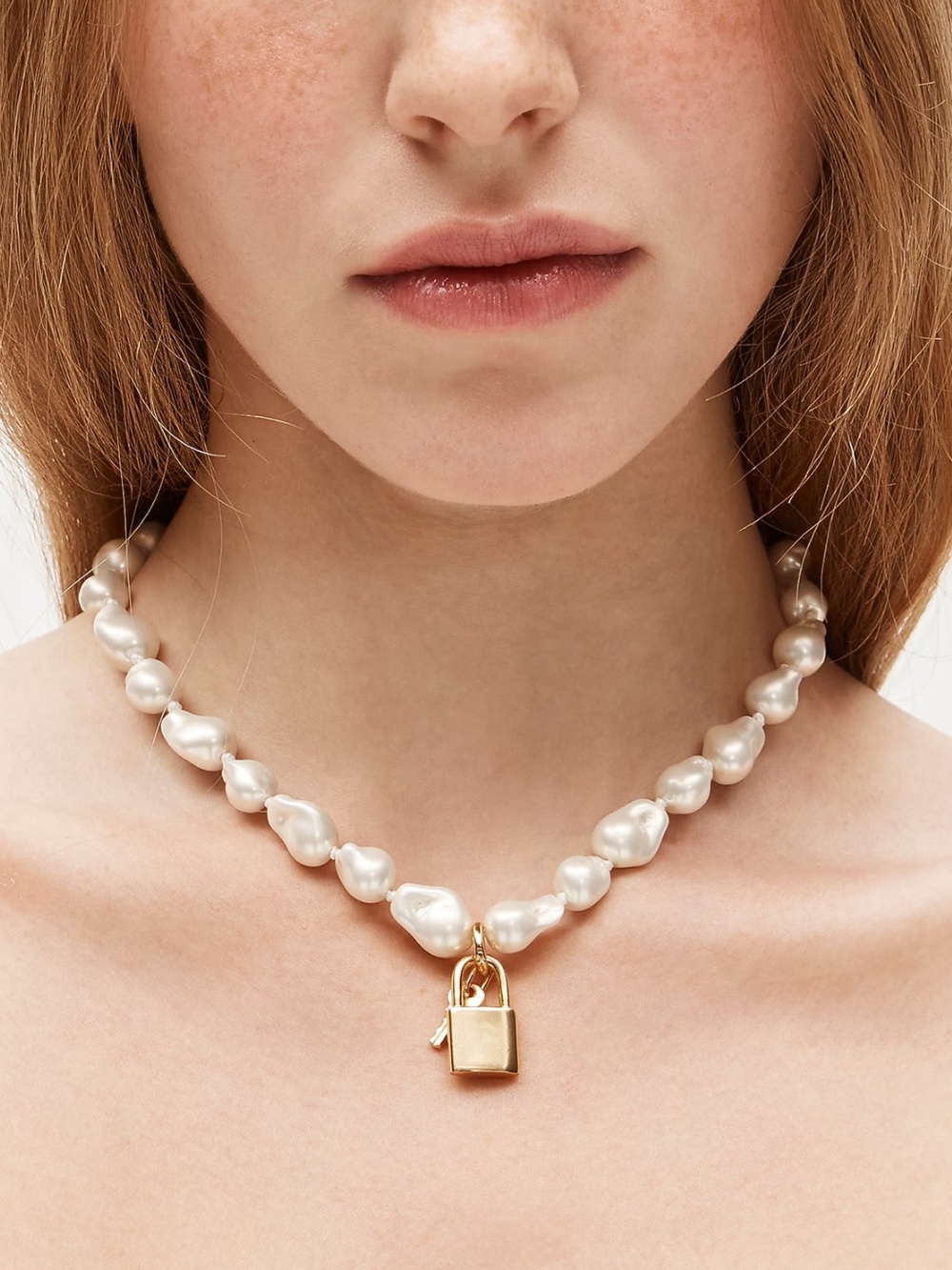 J.Crew Baroque pearl necklace with key pendant CQ982